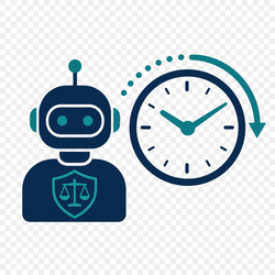 Illustration of an AI agent icon beside a clock showing many hours elapsed, representing extended unsupervised AI agent work